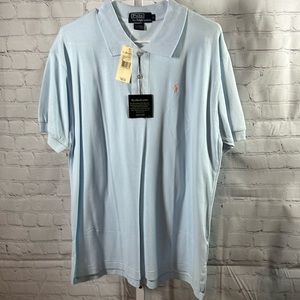 Polo by Ralph Lauren Mens XL Mesh Polo Shirt Light Blue NWT